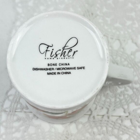 Fisher Home Set of 4 Bone China Coffee Mugs Floral Christian Inspirational 8 Oz - Picture 9 of 10